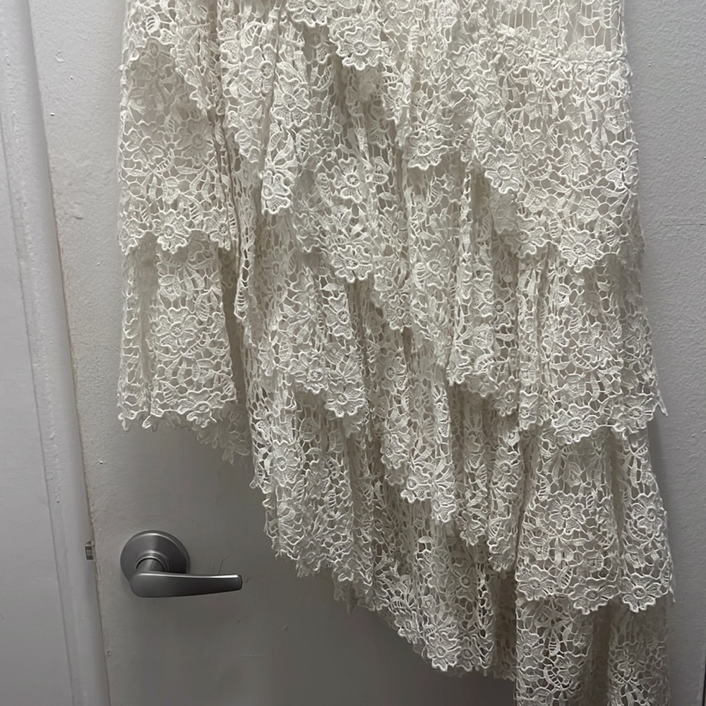 Loveshackfancy Cream Lace Asymmetrical Long Skirt - image 2